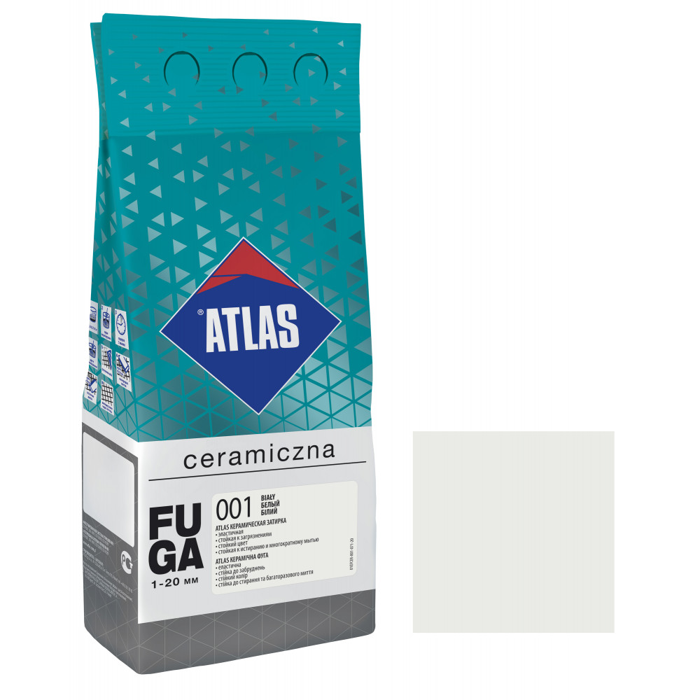 Фуга ATLAS CERAMICZNA (1-20мм) 001 біла 2кг Фуга ATLAS CERAMICZNA (1-20мм) 001 біла 2кг
