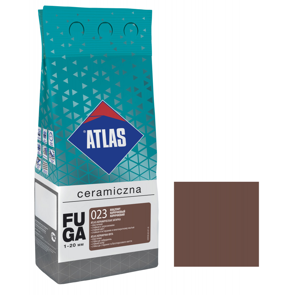 Фуга  ATLAS CERAMICZNA (1-20мм) 023 коричневий 2кг Фуга  ATLAS CERAMICZNA (1-20мм) 023 коричневий 2кг
