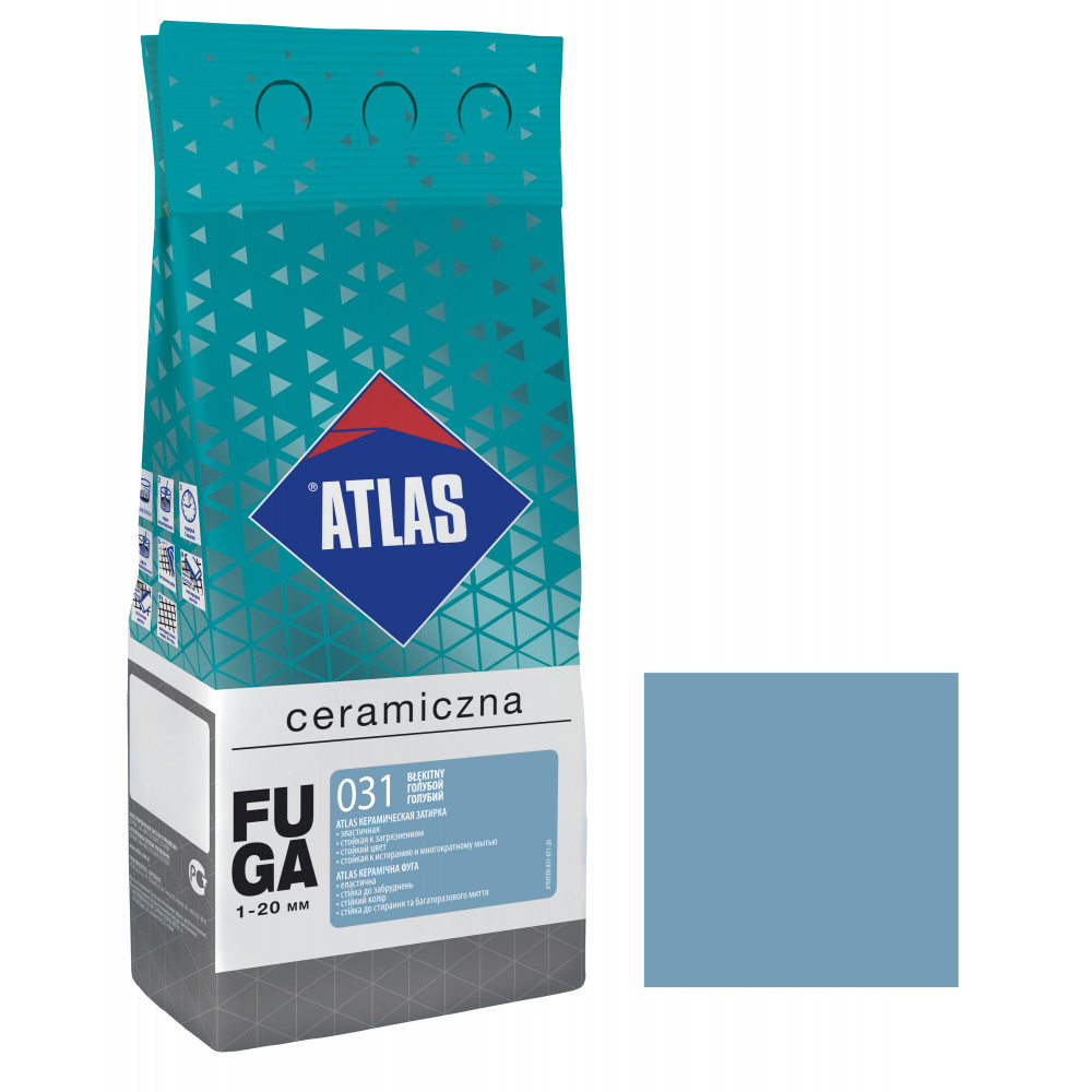 Фуга  ATLAS CERAMICZNA (1-20мм) 031 голубий 2кг Фуга  ATLAS CERAMICZNA (1-20мм) 031 голубий 2кг