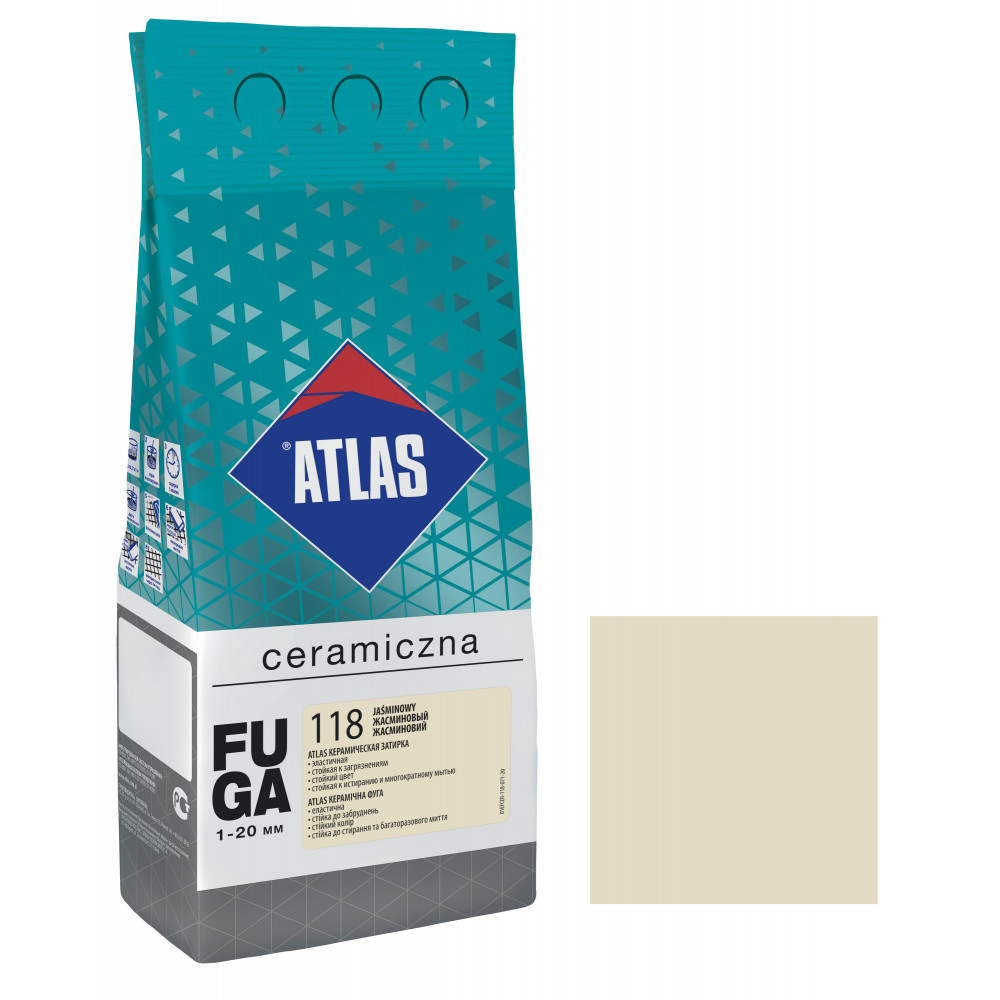 Фуга  ATLAS CERAMICZNA (1-20мм) 118 жасміновий 2кг Фуга  ATLAS CERAMICZNA (1-20мм) 118 жасміновий 2кг
