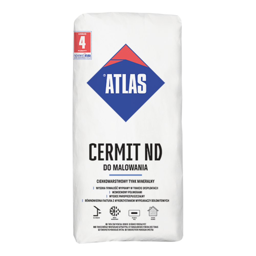 Штукатурка мінеральна тонкошарова для фарбування 1,5мм АТLAS CERMIT ND 25кг Штукатурка мінеральна тонкошарова для фарбування 1,5мм АТLAS CERMIT ND 25кг