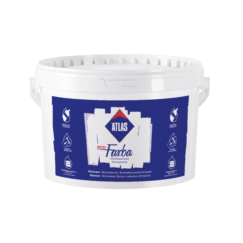 Фарба акрилова інтер`єрна ecoFARBA ATLAS 5л Фарба акрилова інтер`єрна ecoFARBA ATLAS 5л