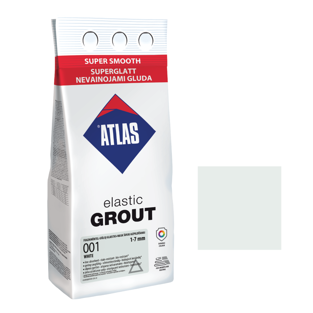 Фуга для плитки ATLAS ELASTIC GROUT (1-7 мм) 001 білий 2 кг Фуга для плитки ATLAS ELASTIC GROUT (1-7 мм) 001 білий 2 кг