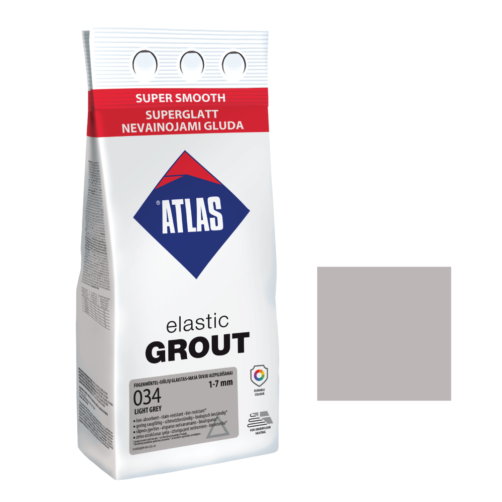Фуга для плитки ATLAS ELASTIC GROUT (1-7 мм) 034 cвітло-сірий 2 кг Фуга для плитки ATLAS ELASTIC GROUT (1-7 мм) 034 cвітло-сірий 2 кг