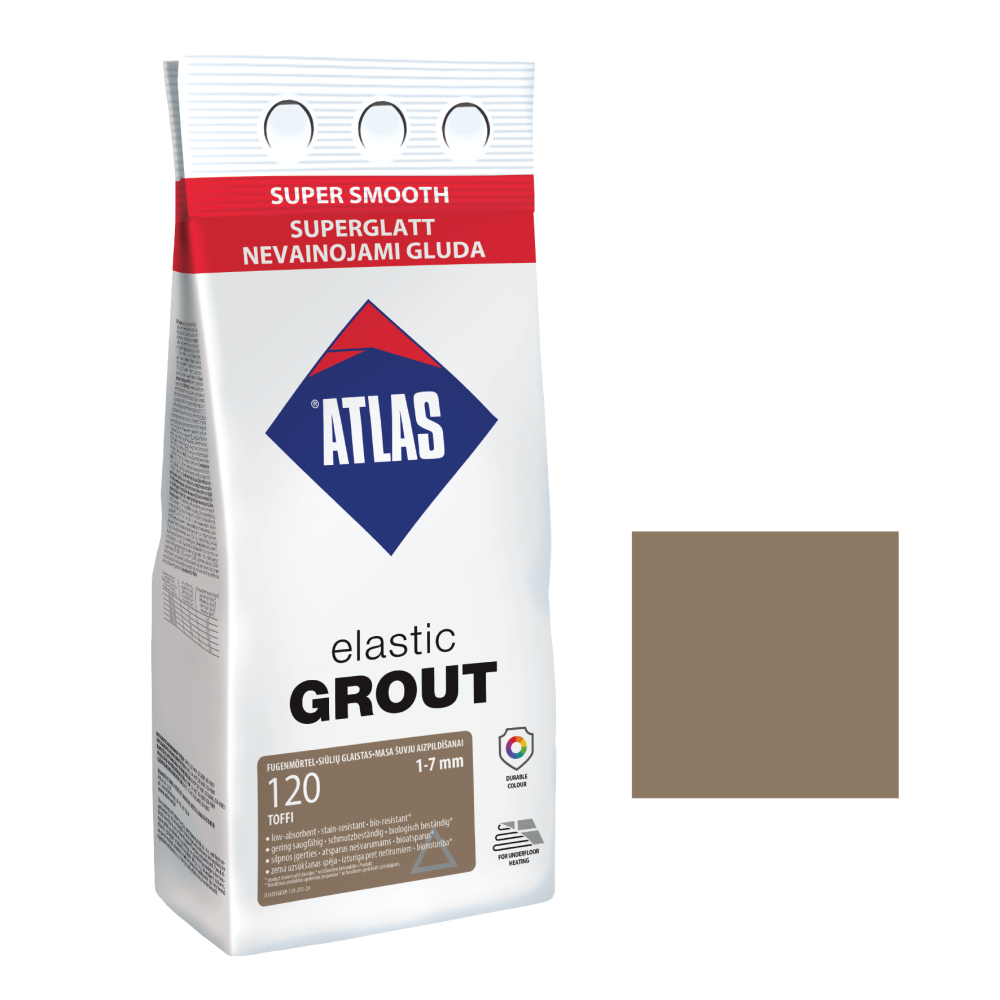 Фуга для плитки ATLAS ELASTIC GROUT (1-7 мм) 120 тоффі 2 кг Фуга для плитки ATLAS ELASTIC GROUT (1-7 мм) 120 тоффі 2 кг