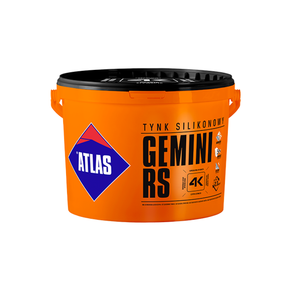 Штукатурка декоративна Силіконова ATLAS GEMINI RS, баранек 1,5 мм, база сіра 25 кг  Штукатурка декоративна Силіконова ATLAS GEMINI RS, баранек 1,5 мм, база сіра 25 кг