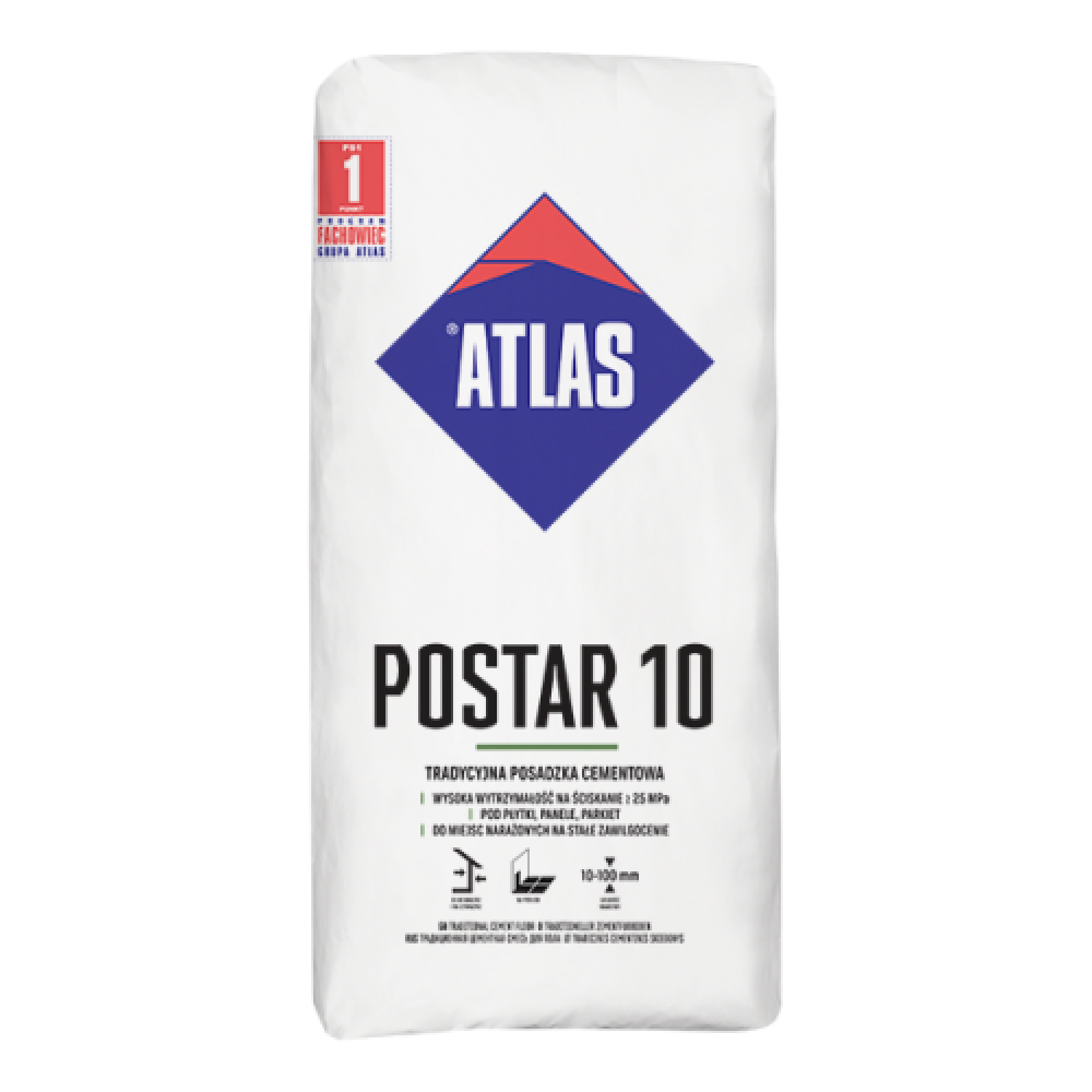 Стяжка для підлоги 10 -100мм ATLAS POSTAR 10  25кг  Стяжка для підлоги 10 -100мм ATLAS POSTAR 10  25кг