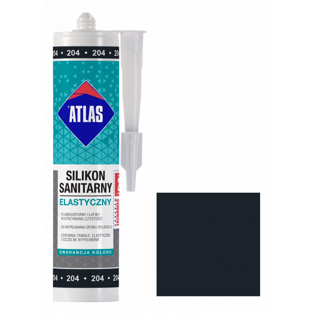 Герметик силіконовий санітарний ATLAS SILIKON ELASTYCZNY 204 чорний 280ml Герметик силіконовий санітарний ATLAS SILIKON ELASTYCZNY 204 чорний 280ml