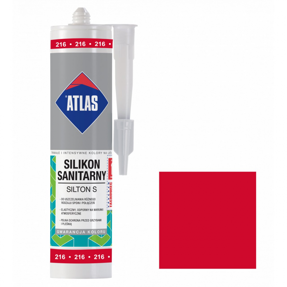 Герметик силіконовий санітарний ATLAS SILTON S 0216 червоний  280ml Герметик силіконовий санітарний ATLAS SILTON S 0216 червоний  280ml