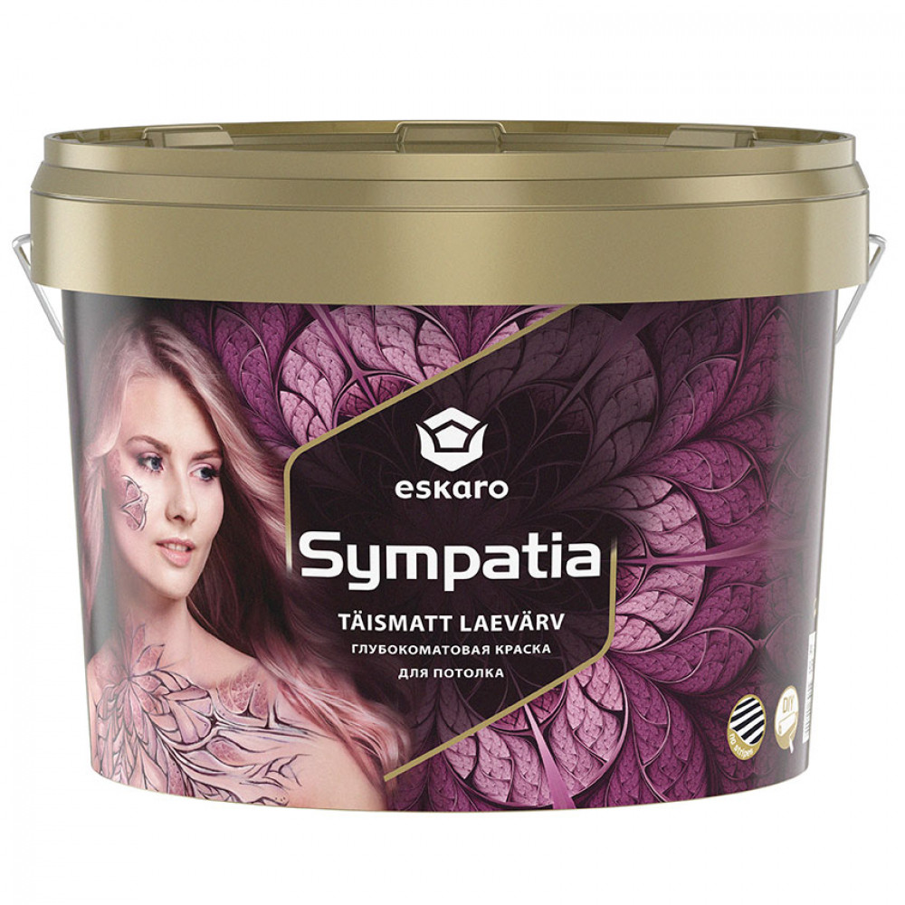 Фарба водо-емульсійна для стелі Sympatia ESKARO 9,5л Фарба водо-емульсійна для стелі Sympatia ESKARO 9,5л