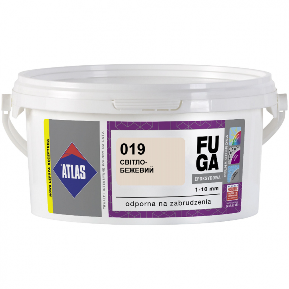 Фуга  ATLAS EPOKSYDOWA  (1-10мм) 019 світло-бежевий 2кг Фуга  ATLAS EPOKSYDOWA  (1-10мм) 019 світло-бежевий 2кг