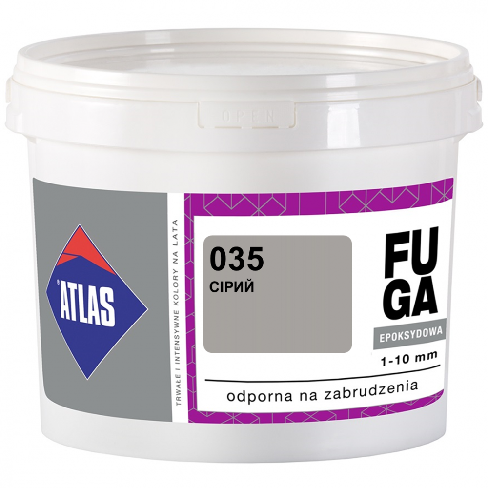 Фуга  ATLAS EPOKSYDOWA  (1-10мм) 035 сірий 5кг Фуга  ATLAS EPOKSYDOWA  (1-10мм) 035 сірий 5кг