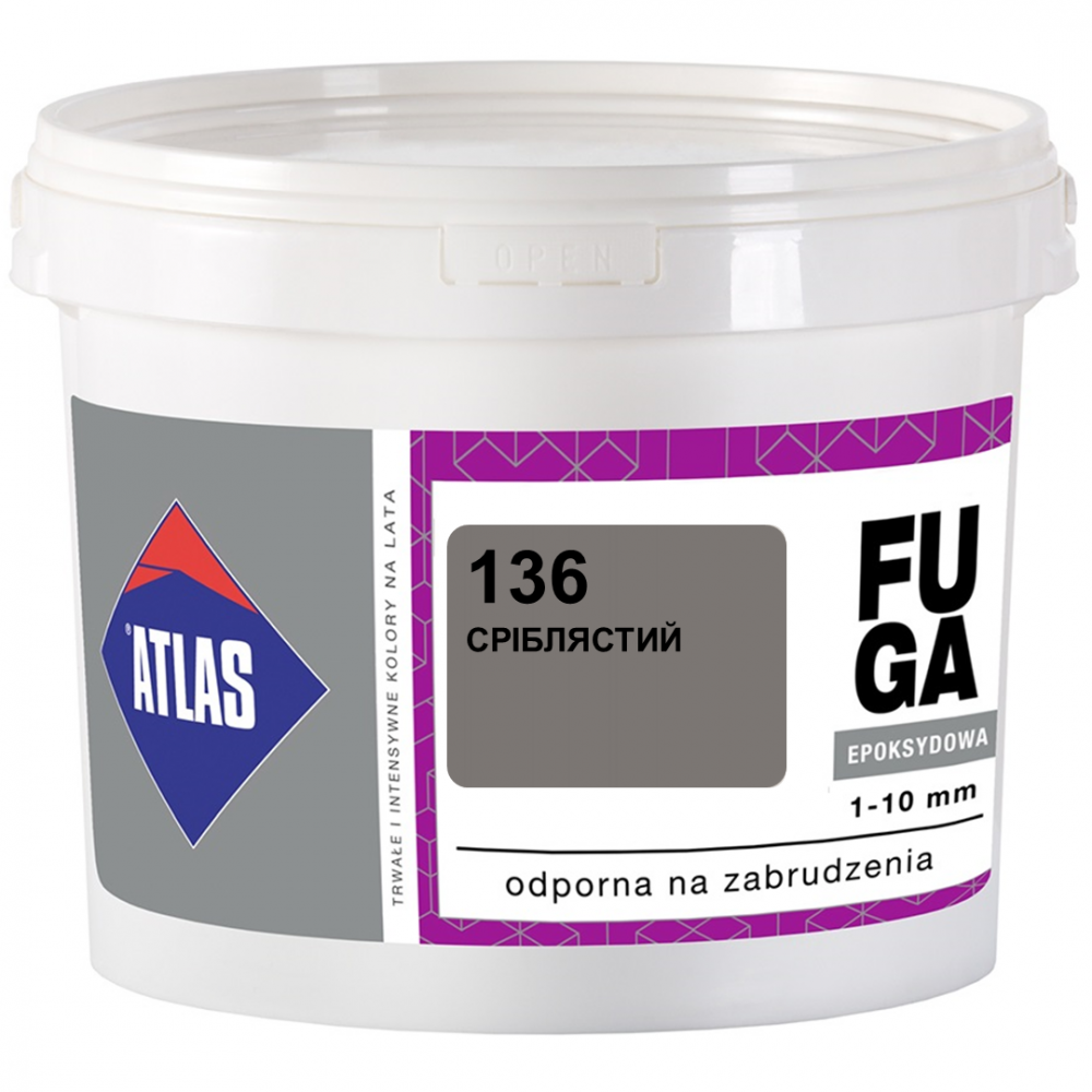 Фуга ATLAS EPOKSYDOWA  (1-10мм) 136 срібний 5кг Фуга ATLAS EPOKSYDOWA  (1-10мм) 136 срібний 5кг