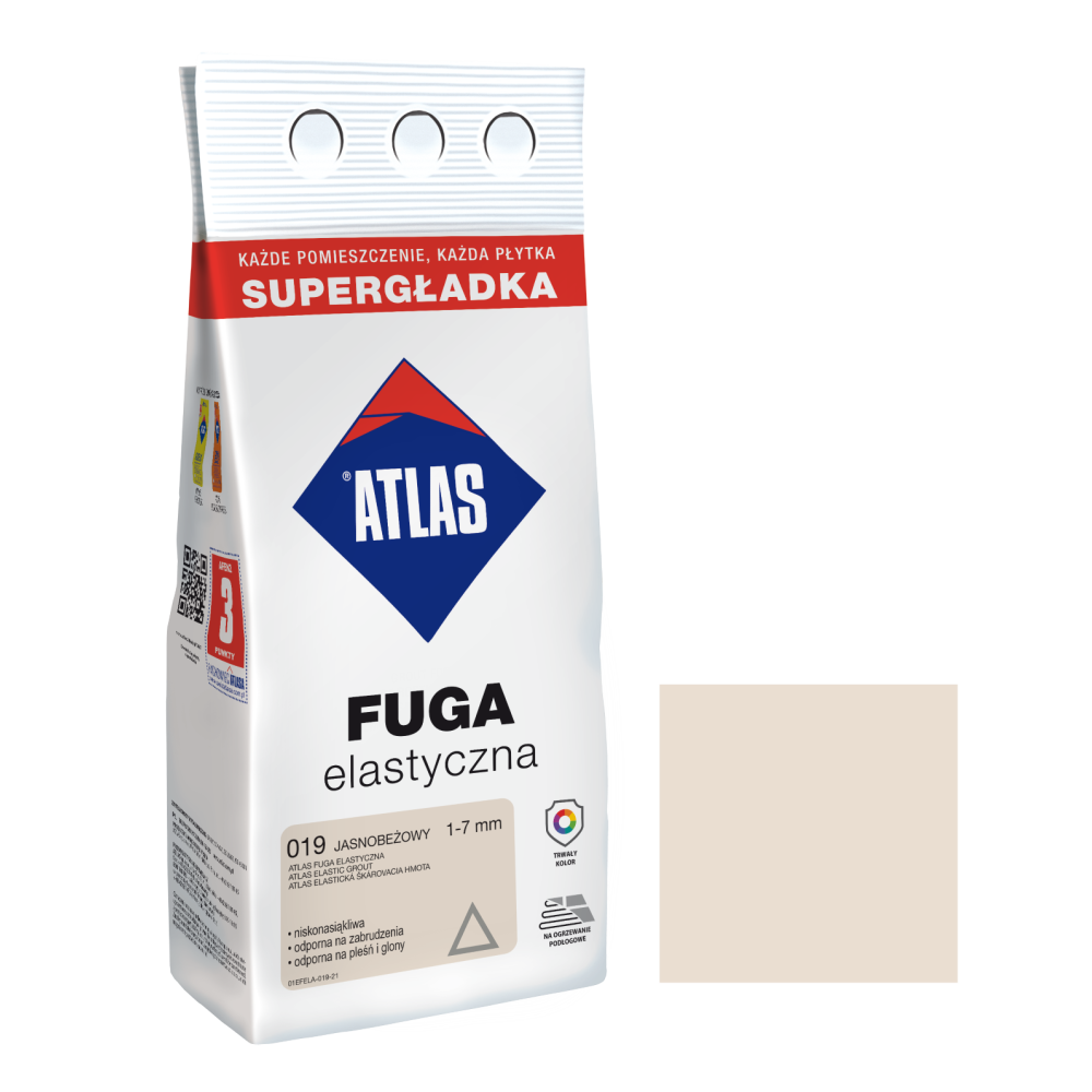 Фуга  АТЛАС ELASTYCZNA  (1-7мм) 019 світло-бежевий 2кг Фуга  АТЛАС ELASTYCZNA  (1-7мм) 019 світло-бежевий 2кг