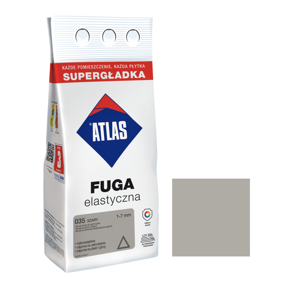 Фуга АТЛАС ELASTYCZNA  (1-7мм) 035 сірий 2кг Фуга АТЛАС ELASTYCZNA  (1-7мм) 035 сірий 2кг