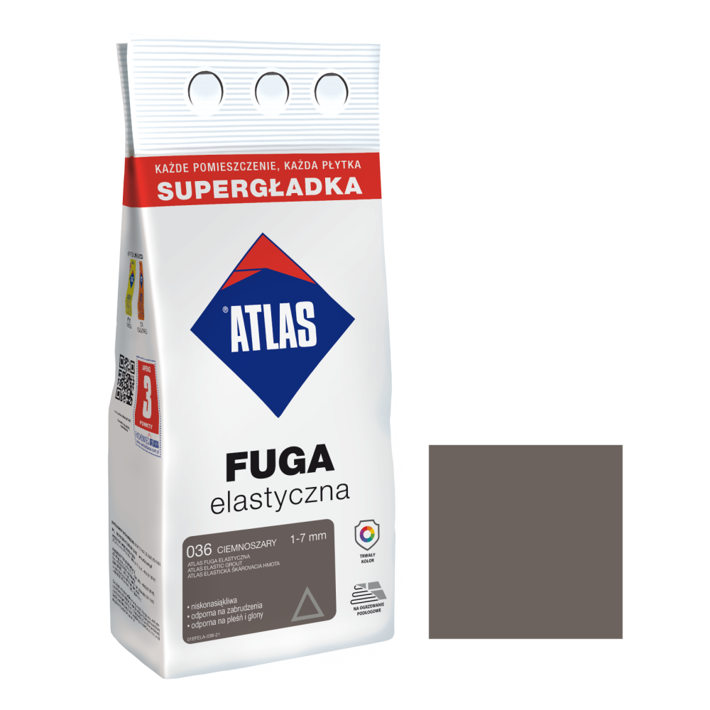 Фуга  АТЛАС ELASTYCZNA  (1-7мм) 036 темно-сірий 2кг Фуга  АТЛАС ELASTYCZNA  (1-7мм) 036 темно-сірий 2кг