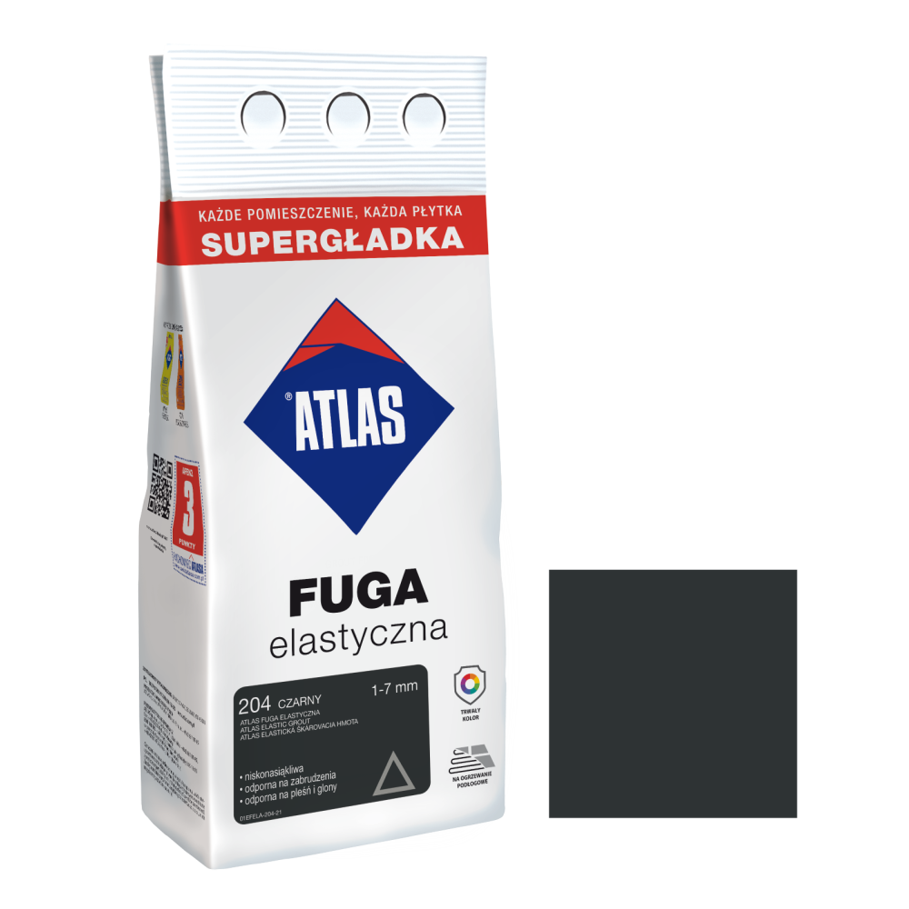 Фуга  АТЛАС ELASTYCZNA  (1-7мм) 204 чорный 2кг Фуга  АТЛАС ELASTYCZNA  (1-7мм) 204 чорный 2кг