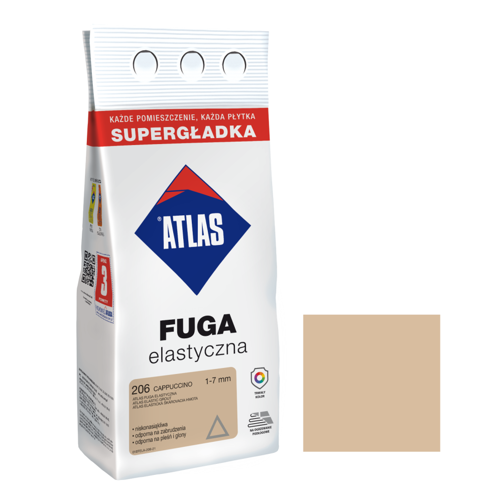 Фуга  АТЛАС ELASTYCZNA  (1-7мм) 206 капучіно 2кг Фуга  АТЛАС ELASTYCZNA  (1-7мм) 206 капучіно 2кг