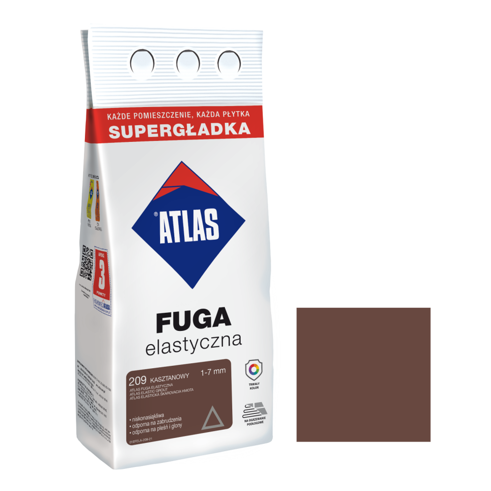 Фуга  АТЛАС ELASTYCZNA  (1-7мм) 209 каштановий 2кг Фуга  АТЛАС ELASTYCZNA  (1-7мм) 209 каштановий 2кг