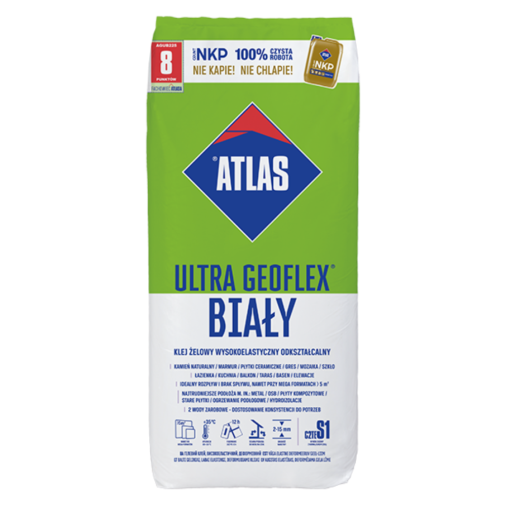 Клей для плитки еластичний білий ATLAS GEOFLEX ULTRA BIALY  22,5 кг Клей для плитки еластичний білий ATLAS GEOFLEX ULTRA BIALY  22,5 кг
