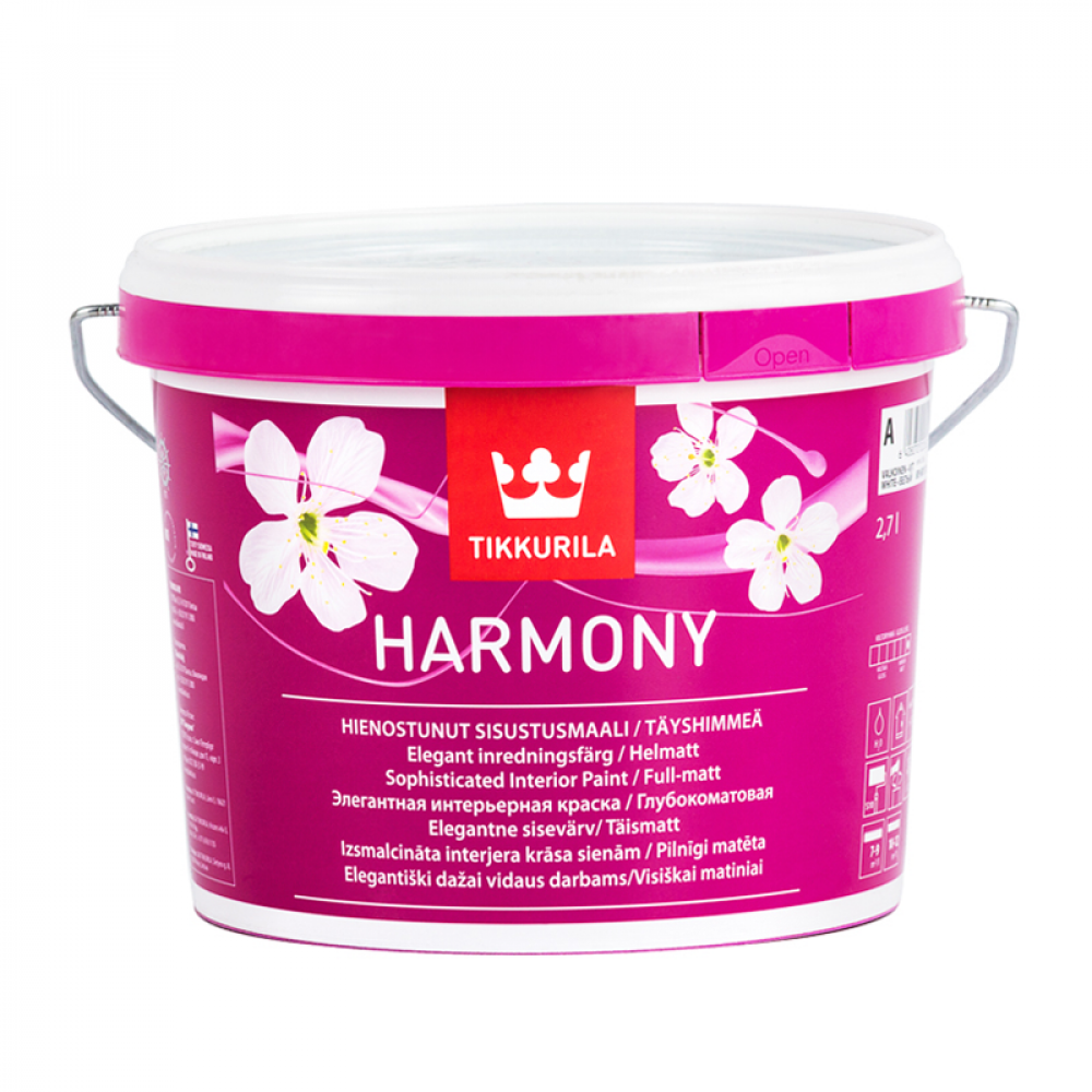 Фарба глибокоматова акрилова Гармонія TIKKURILA базіс А 2,7л Фарба глибокоматова акрилова Гармонія TIKKURILA базіс А 2,7л