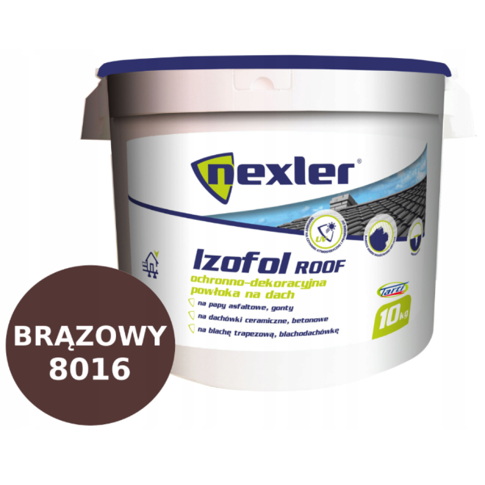 Фарба для даху NEXLER Izofol Roof коричневий (8016) 10кг. Фарба для даху NEXLER Izofol Roof коричневий (8016) 10кг.