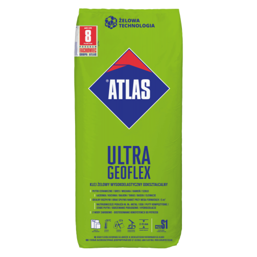 Клей для плитки високоеластичний деформівний  ATLAS GEOFLEX ULTRA 25кг Клей для плитки високоеластичний деформівний  ATLAS GEOFLEX ULTRA 25кг