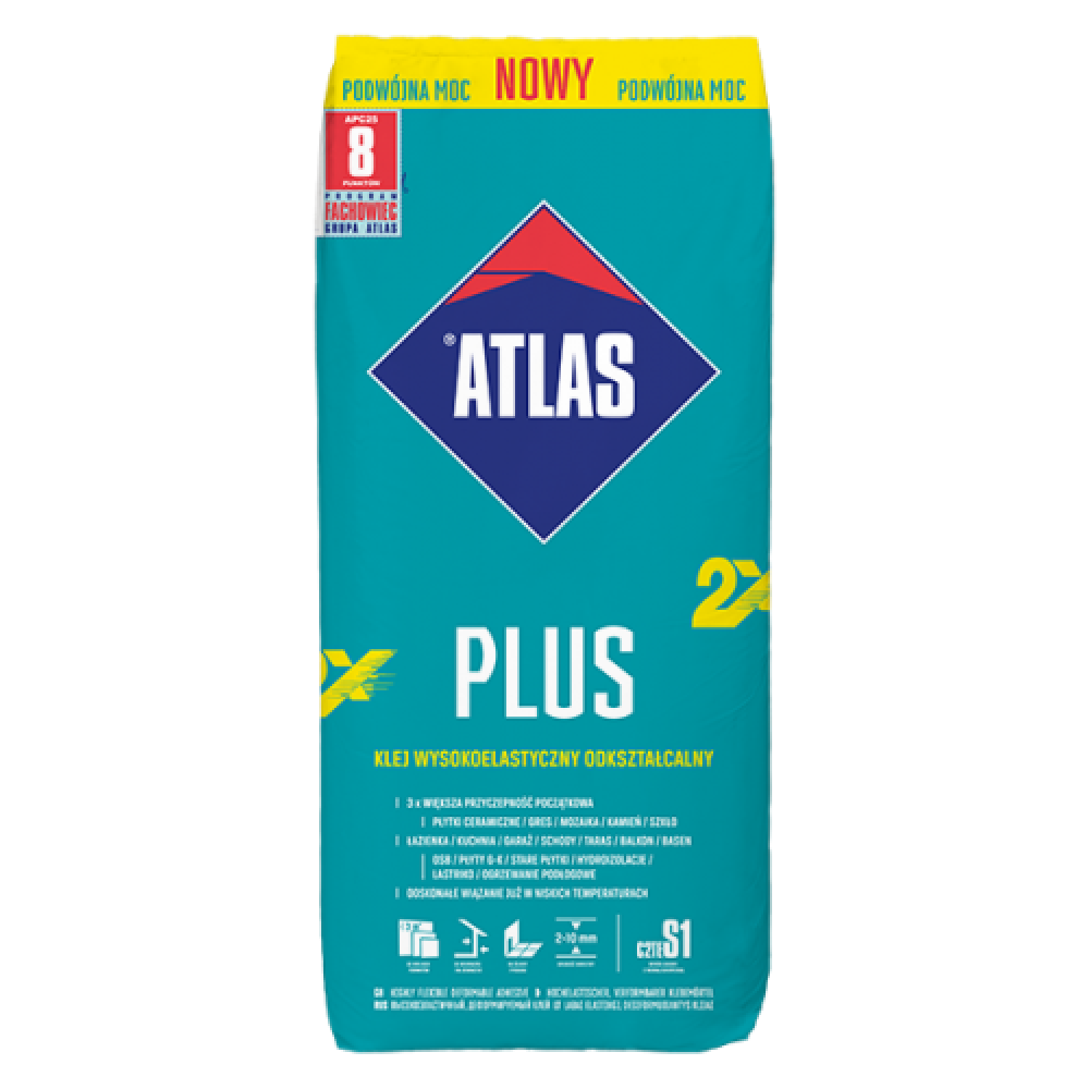 Клей для плитки еластичний АТLAS PLUS NOWY 25кг  Клей для плитки еластичний АТLAS PLUS NOWY 25кг