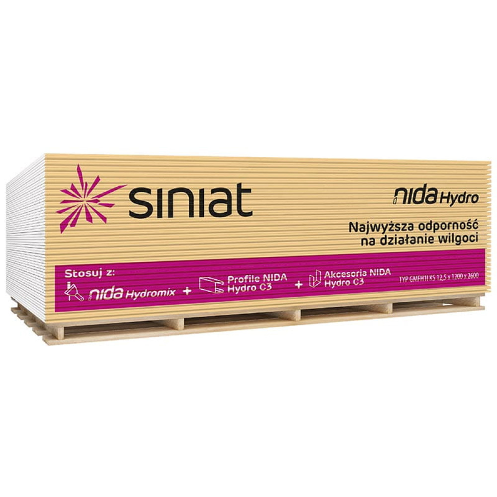 Гіпсокартон  NIDA HYDRO 1200х2500  Plato 12,5мм Гіпсокартон  NIDA HYDRO 1200х2500  Plato 12,5мм