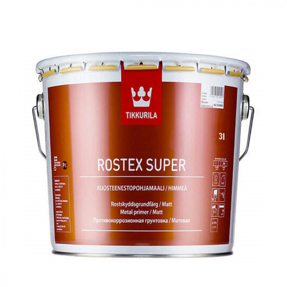 Ростекс Супер TIKKURILA протикорозійна грунтовка світло-сіра 3л Ростекс Супер TIKKURILA протикорозійна грунтовка світло-сіра 3л