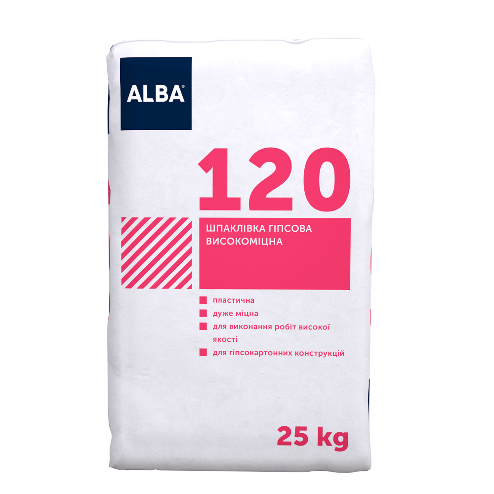 Шпаклівка гіпсова високоміцна Альба 120 25 кг Шпаклівка гіпсова високоміцна Альба 120 25 кг