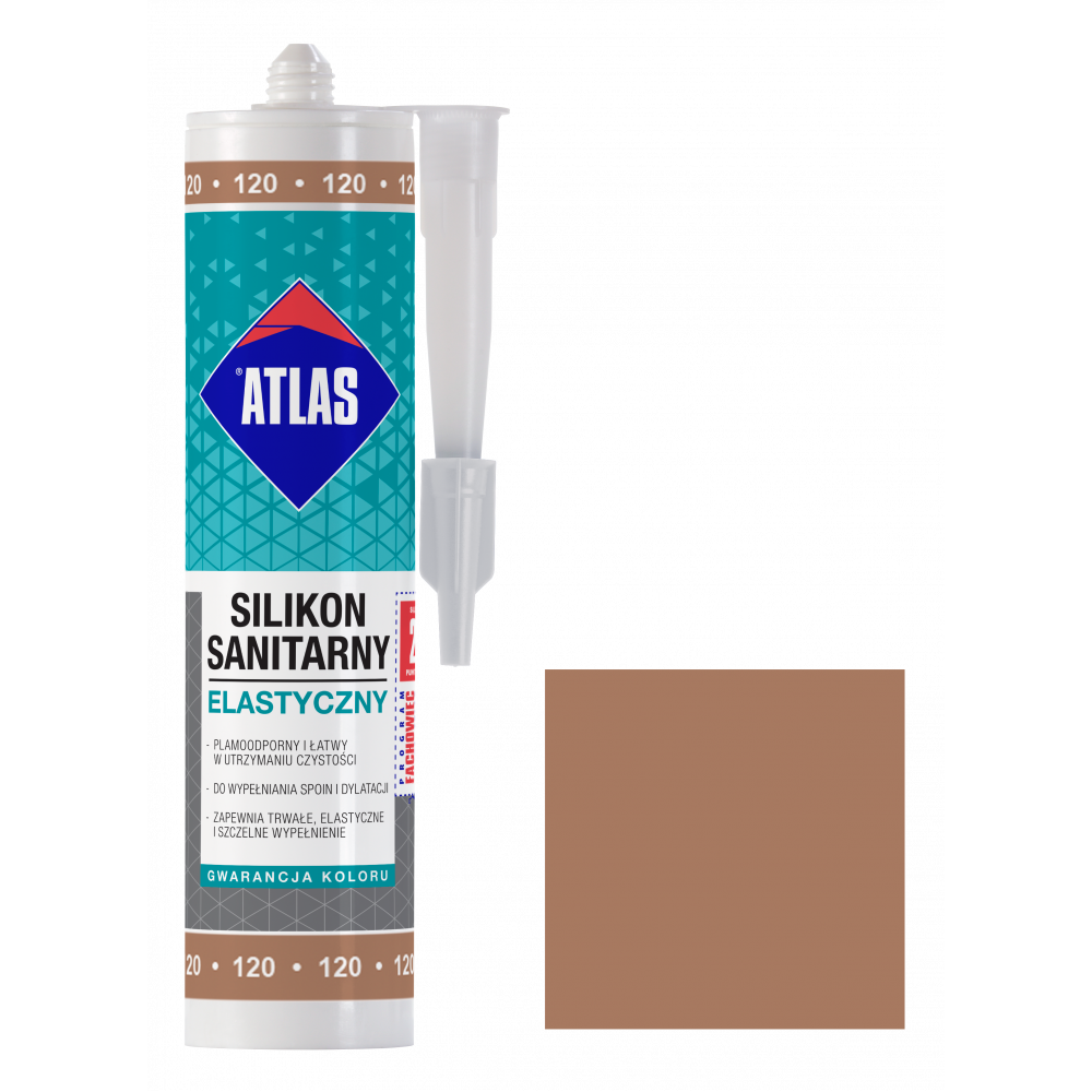 Герметик силіконовий санітарний ATLAS SILIKON ELASTYCZNY 120 тоффі 280ml Герметик силіконовий санітарний ATLAS SILIKON ELASTYCZNY 120 тоффі 280ml