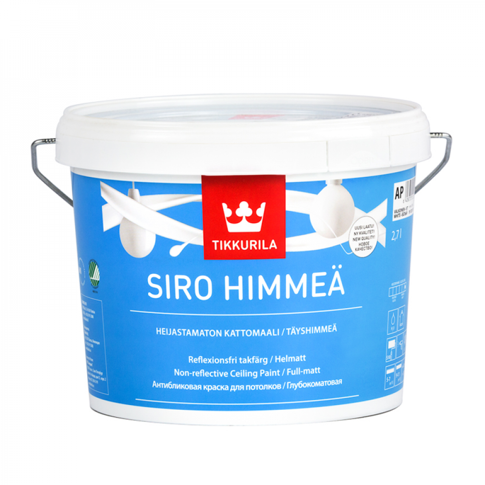 Краска матовая для потолков Сиро TIKKURILA 2,7л Краска матовая для потолков Сиро TIKKURILA 2,7л