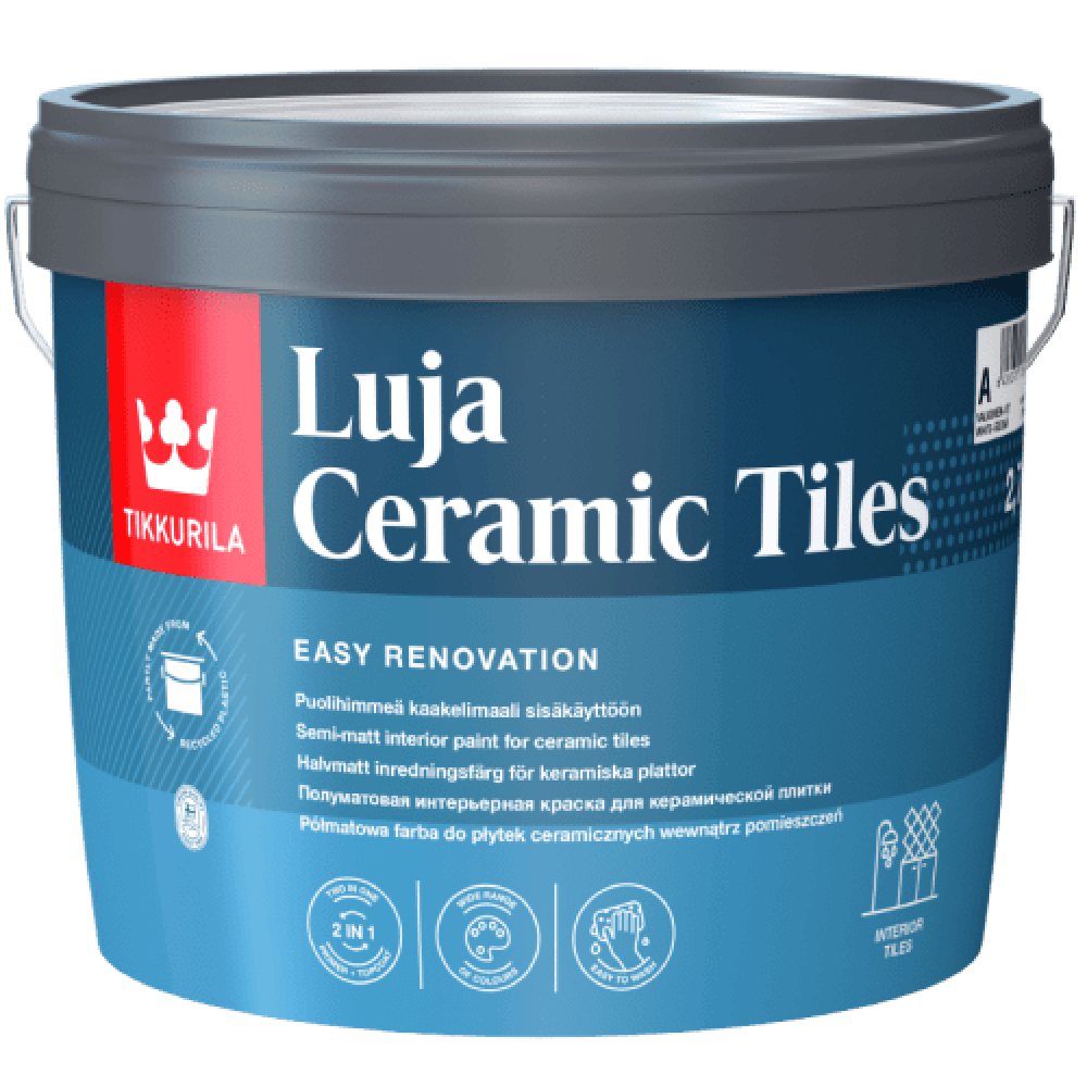 Фарба для керамічної плитки Tikkurila Luja Ceramic Tiles, базіс С  2.7 л Фарба для керамічної плитки Tikkurila Luja Ceramic Tiles, базіс С  2.7 л