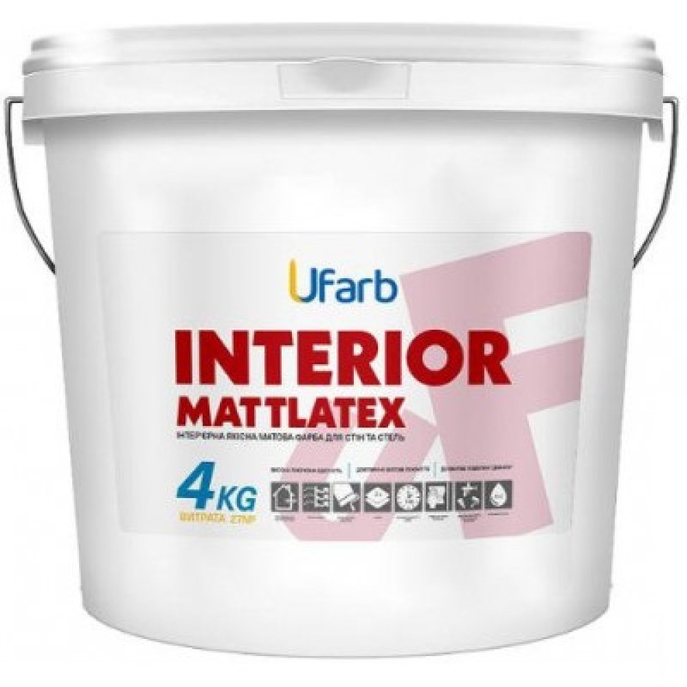 Фарба для стін та стель UFarb  INTERIOR Mattlatex, 4 кг Фарба для стін та стель UFarb  INTERIOR Mattlatex, 4 кг